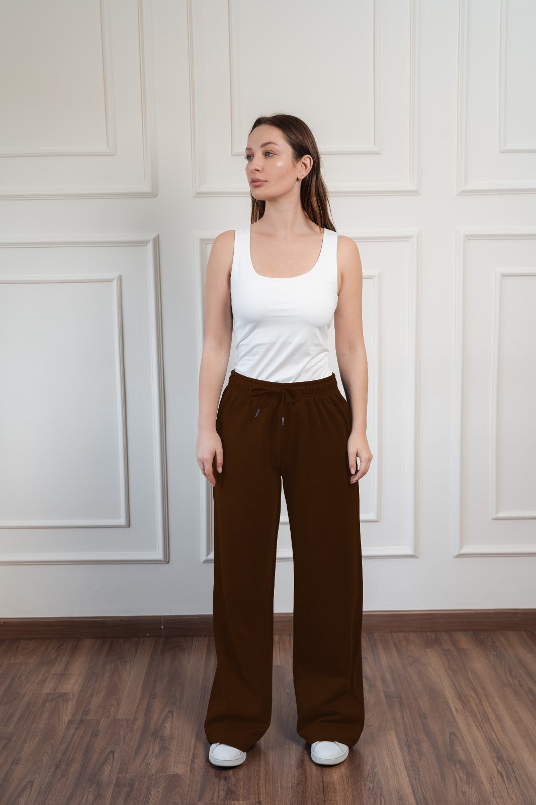 H-p Wide-Leg Sweatpants In Fleece | Brown