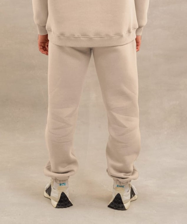 Men Basic Fleece Sweatpants In Beige