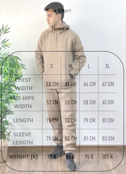 High Neck Zipper Hoodie Set In Beige