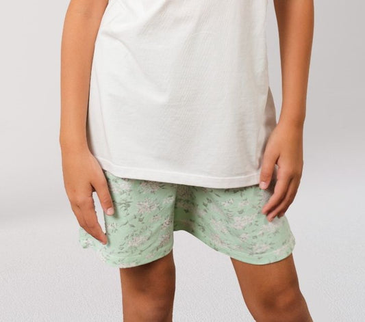 Kids Cotton Short In Mint Green