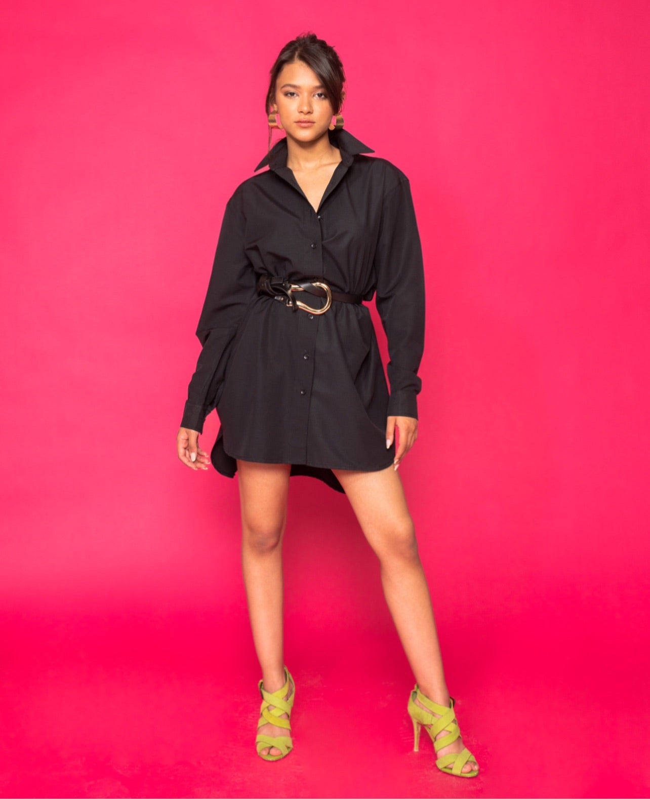 Oversized Shirt Dress In Black