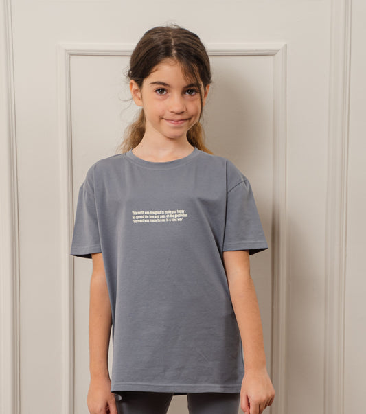 Printed Cotton Kids T-Shirt In Gray