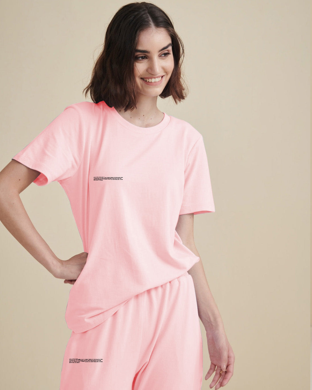 Basic Round Neck Tracksuit-Pink