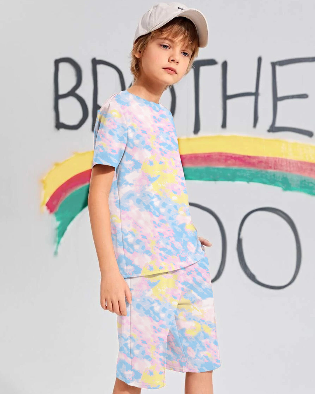 Tie Dye Kids Short Set In Baby-Blue